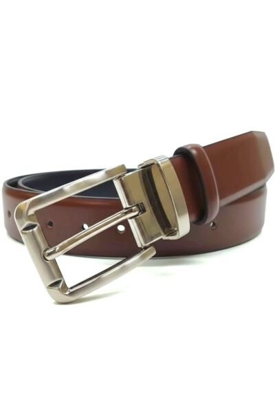 حزام رسمي جلد طبيعي بزيم دبل فيس