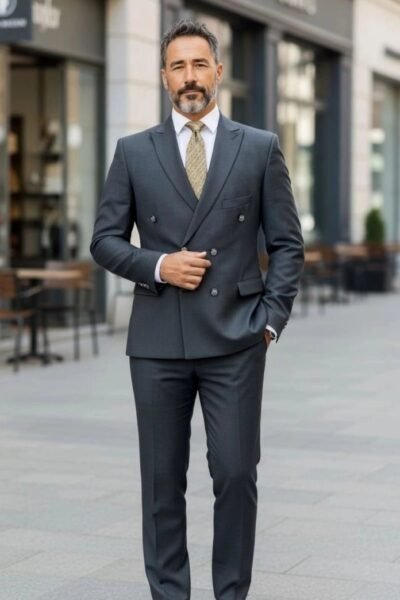 بدلة سلم دبل برست شبابي أسود