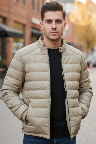 ⁦تصفيات - جاكيت شبابي سلم برشوت نفخ بيج