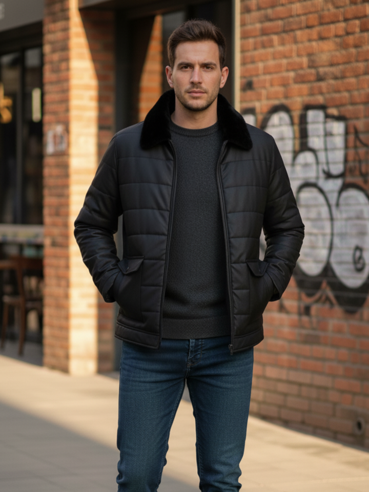 تصفيات - جاكيت شبابي نفخ سلم وتربروف مبطن - الصورة 2