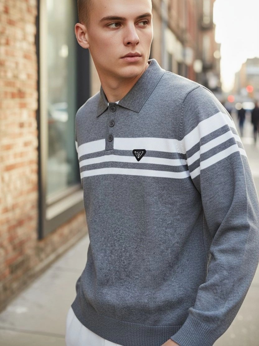 بلوزة صوف قبة قميص أزرار