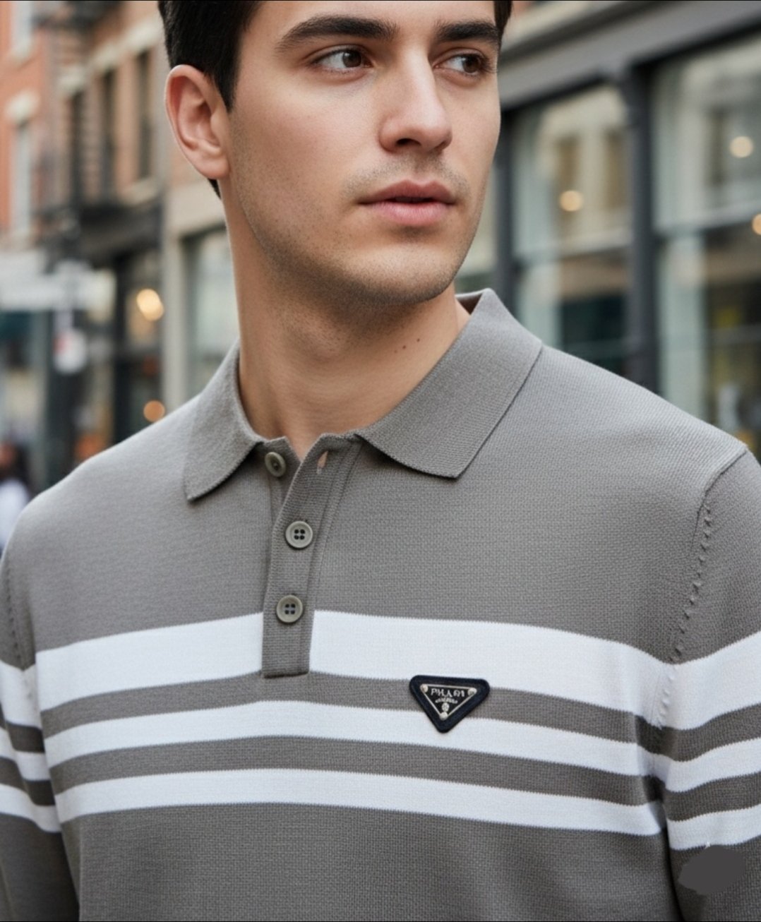 بلوزة صوف قبة قميص أزرار - الصورة 2