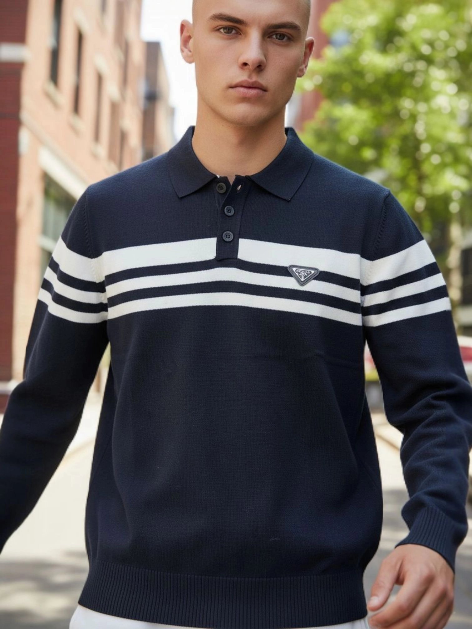 بلوزة صوف قبة قميص أزرار - الصورة 3